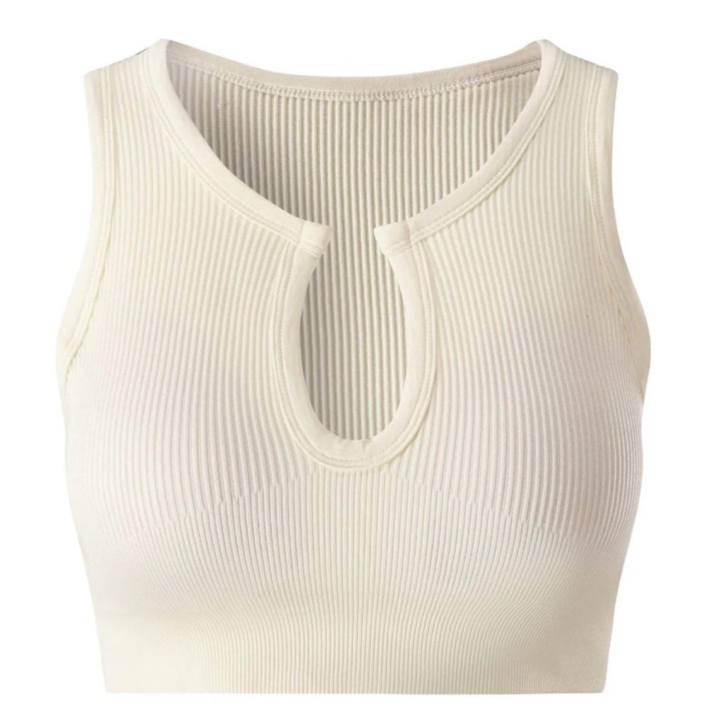 NWT Hey Shape Cream Ribbed Sleeveless Crop Top